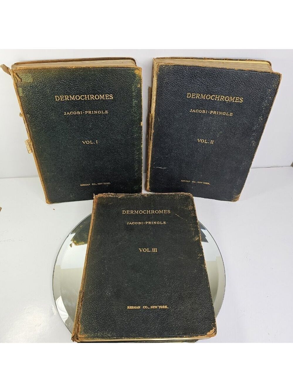 3 Volume Set PORTFOLIO OF DERMOCHROMES Jacobi-Pringle 1905-06 Leather Antique
